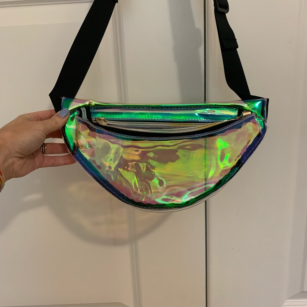 Holographic iridescent zipper Fanny pack bag
